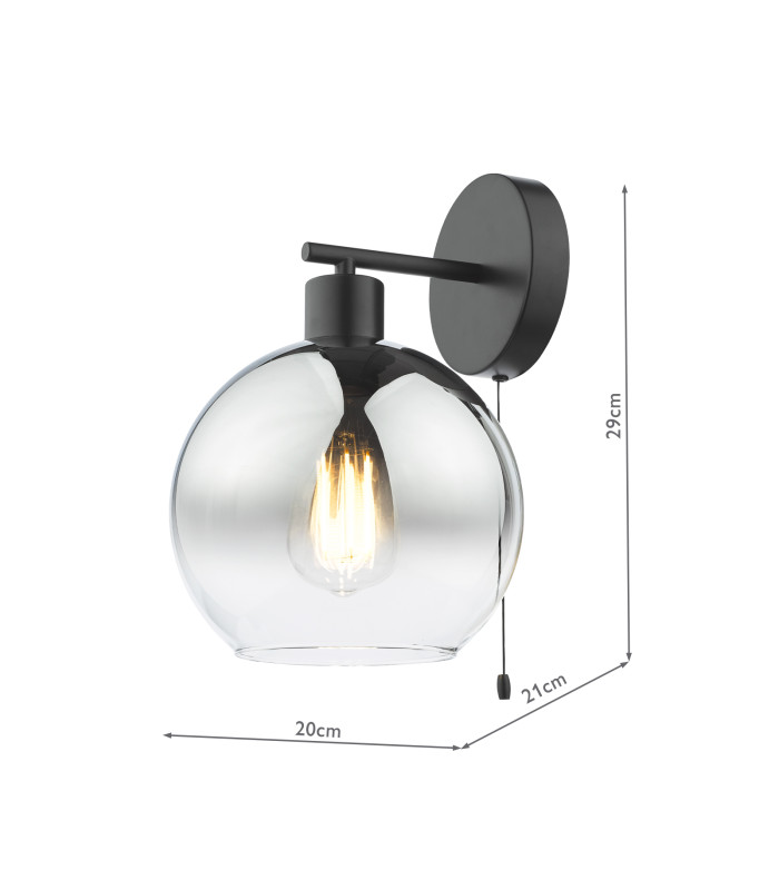 Lycia Wall Light Matt Black and Smoked Ombre Glass-4