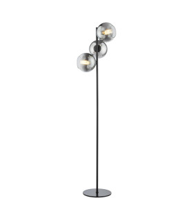 Lycia 3 Light Floor Lamp Matt Black and Smoked Ombre Glass-1
