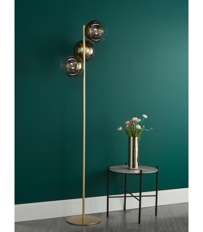 Lycia 3 Light Floor Lamp Satin Gold and Gold Ombre Glass-3
