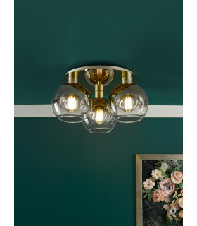 Lycia 3 Light Flush Satin Gold and Gold Ombre Glass-2