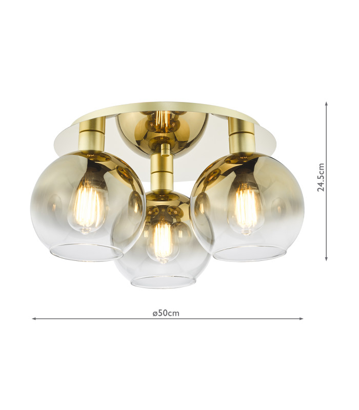 Lycia 3 Light Flush Satin Gold and Gold Ombre Glass-4