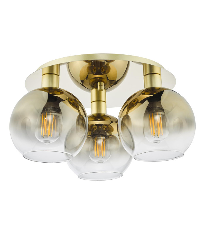 Lycia 3 Light Flush Satin Gold and Gold Ombre Glass-5