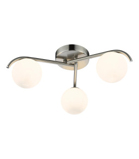Orlena 3 Light Flush Satin Chrome and Opal Glass-1
