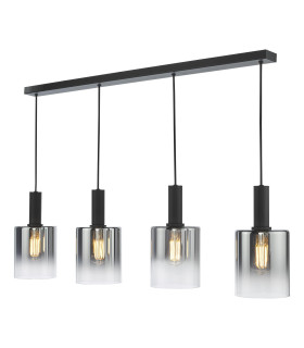 Savannah 4 Light Bar Ceiling Pendant Matt Black and Smoked Glass-1