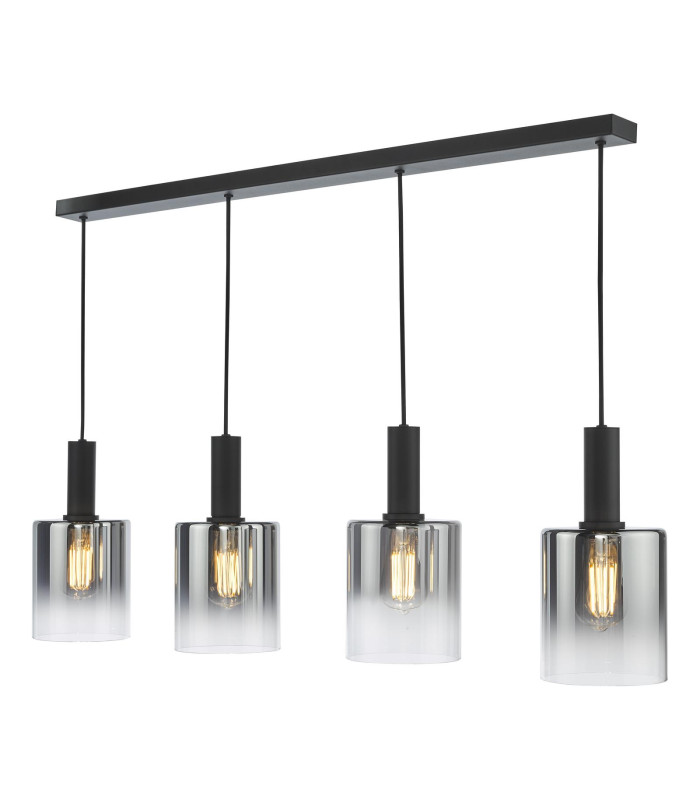 Savannah 4 Light Bar Ceiling Pendant Matt Black and Smoked Glass-1