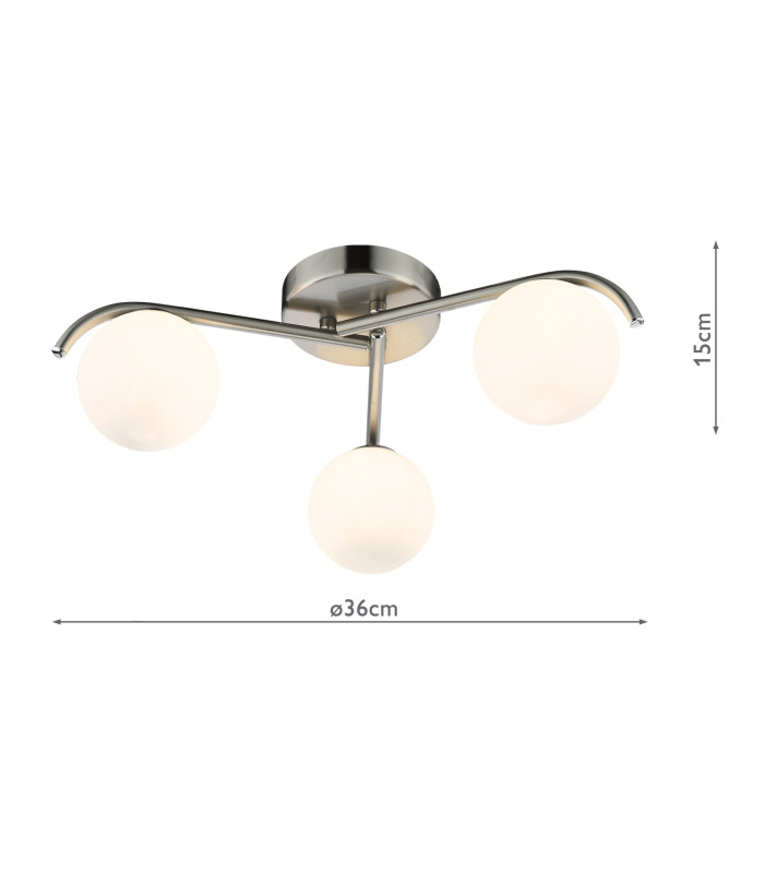Orlena 3 Light Flush Satin Chrome and Opal Glass-4