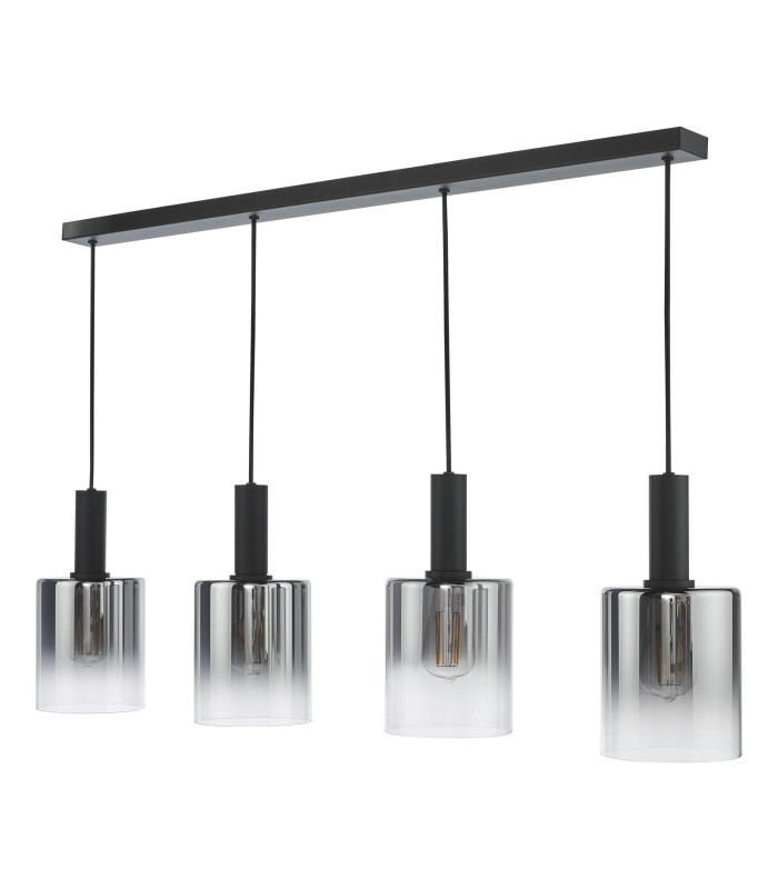 Savannah 4 Light Bar Ceiling Pendant Matt Black and Smoked Glass-5