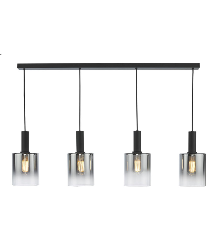 Savannah 4 Light Bar Ceiling Pendant Matt Black and Smoked Glass-6