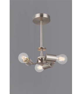 Satin Nickel 3 Light E27 Universal Semi Flush Ceiling Fixture, Suitable For A Vast Selection Of Shades - 2
