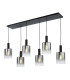 Savannah 6 Light Bar Ceiling Pendant Matt Black and Smoked Glass-1