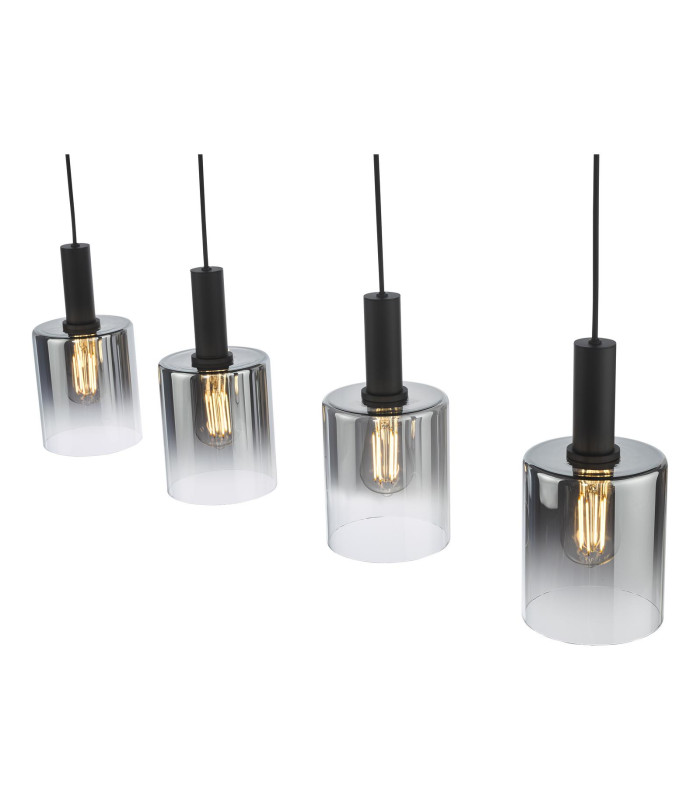 Savannah 4 Light Bar Ceiling Pendant Matt Black and Smoked Glass-8