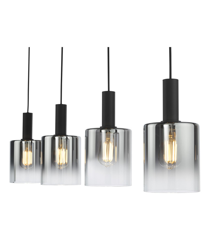 Savannah 4 Light Bar Ceiling Pendant Matt Black and Smoked Glass-9