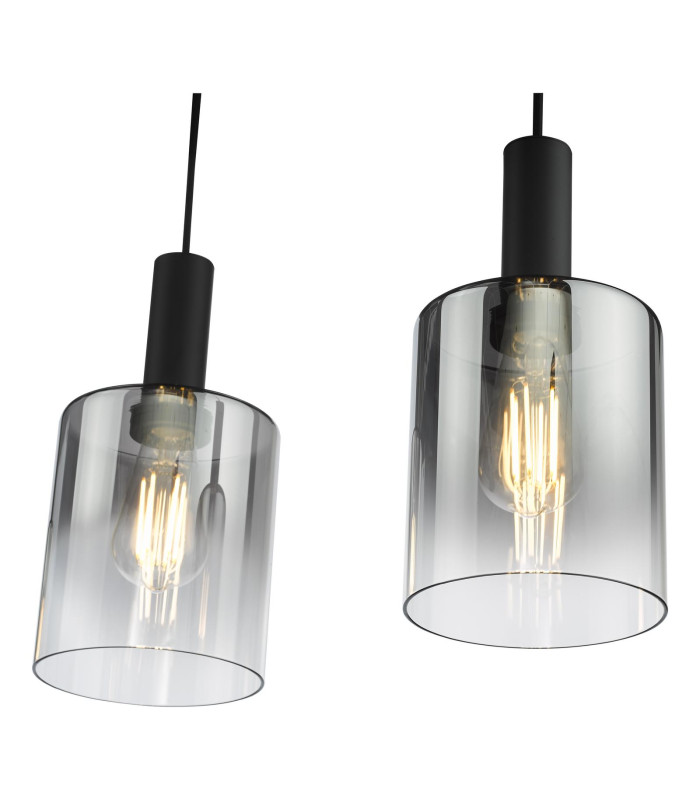 Savannah 4 Light Bar Ceiling Pendant Matt Black and Smoked Glass-10