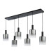 Savannah 6 Light Bar Ceiling Pendant Matt Black and Smoked Glass-5