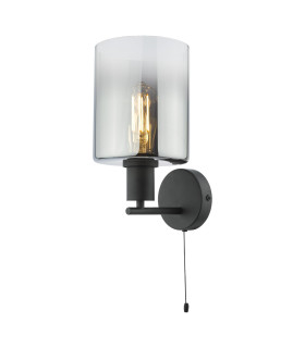 Savannah Wall Light Matt Black and Smoked Glass-1