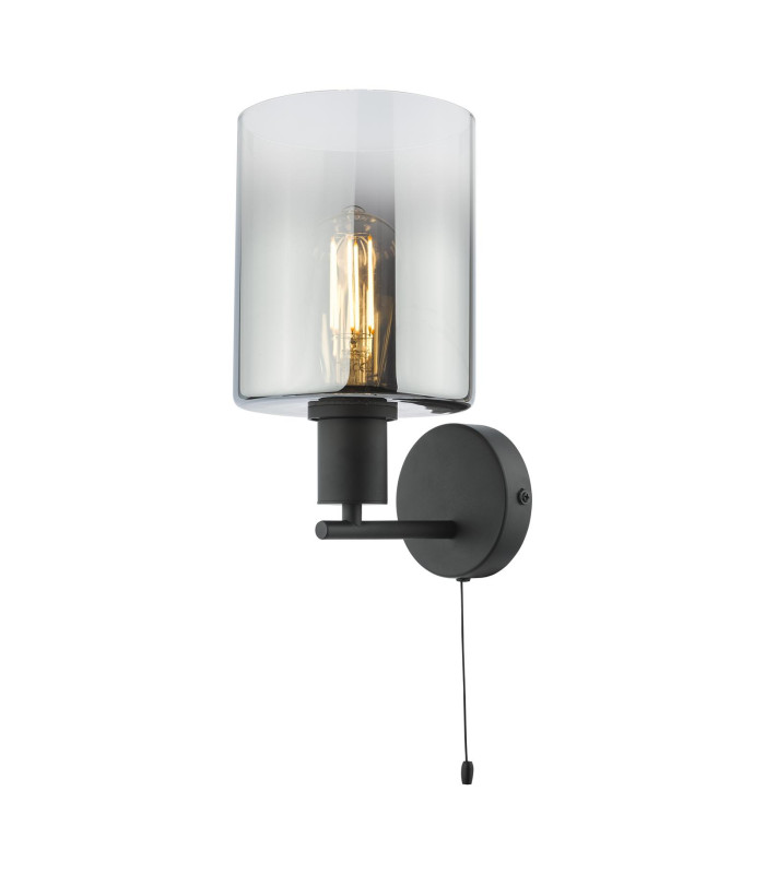 Savannah Wall Light Matt Black and Smoked Glass-1