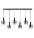 Savannah 6 Light Bar Ceiling Pendant Matt Black and Smoked Glass-7