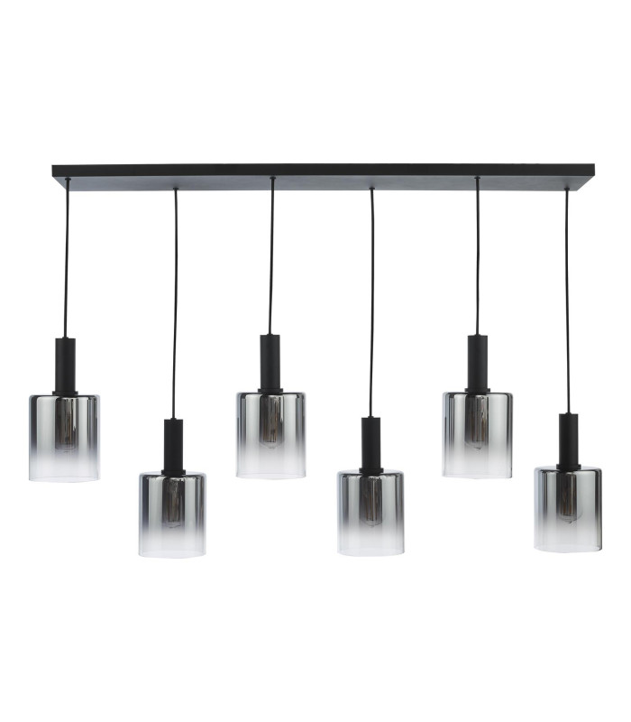 Savannah 6 Light Bar Ceiling Pendant Matt Black and Smoked Glass-7