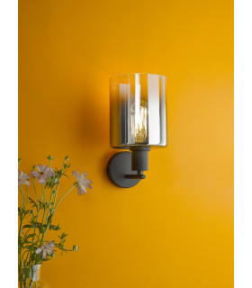 Savannah Wall Light Matt Black and Smoked Glass-2