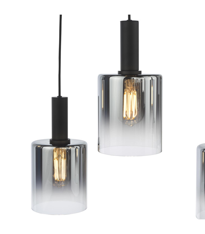 Savannah 6 Light Bar Ceiling Pendant Matt Black and Smoked Glass-8