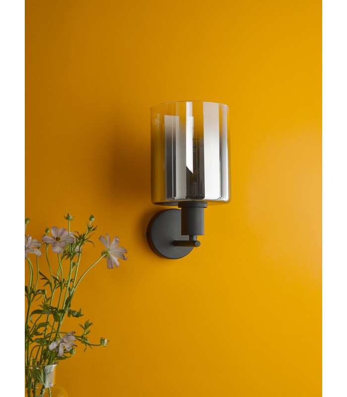 Savannah Wall Light Matt Black and Smoked Glass-3