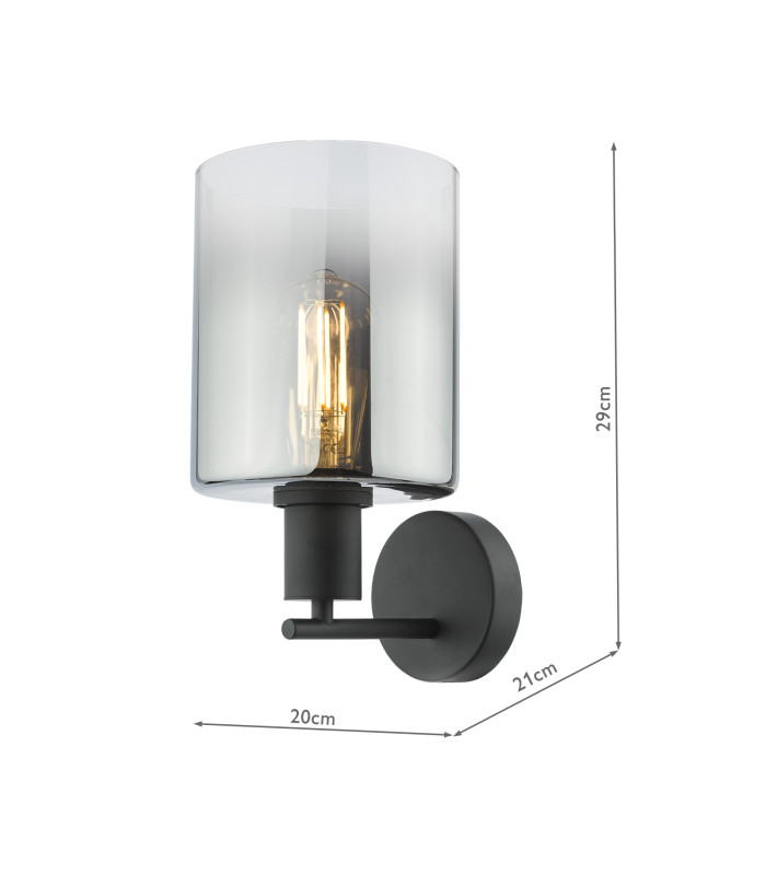 Savannah Wall Light Matt Black and Smoked Glass-4