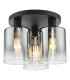Savannah 3 Light Flush Matt Black and Smoked Glass-1