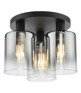 Savannah 3 Light Flush Matt Black and Smoked Glass-1