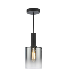 Savannah Ceiling Pendant Matt Black and Smoked Glass-1