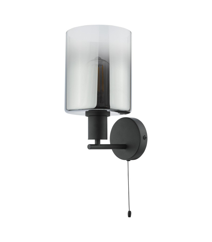 Savannah Wall Light Matt Black and Smoked Glass-5