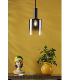 Savannah Ceiling Pendant Matt Black and Smoked Glass-2