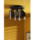 Savannah 3 Light Flush Matt Black and Smoked Glass-3
