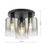 Savannah 3 Light Flush Matt Black and Smoked Glass-4