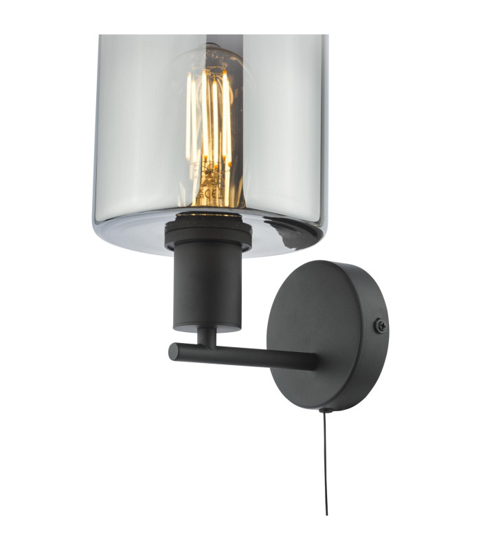 Savannah Wall Light Matt Black and Smoked Glass-8