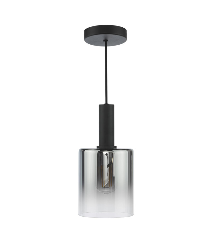 Savannah Ceiling Pendant Matt Black and Smoked Glass-5