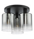 Savannah 3 Light Flush Matt Black and Smoked Glass-5