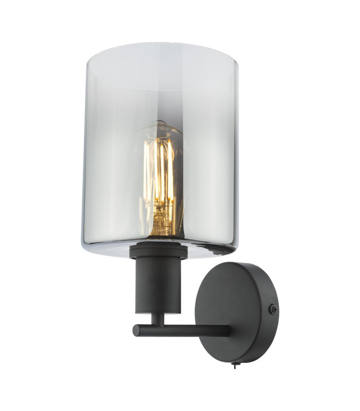Savannah Wall Light Matt Black and Smoked Glass-9