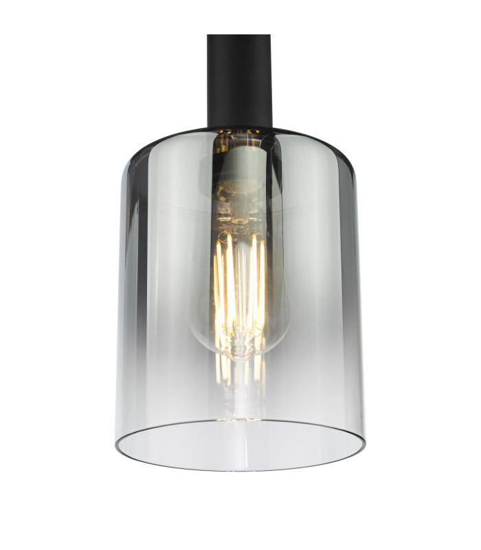 Savannah Ceiling Pendant Matt Black and Smoked Glass-6