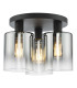 Savannah 3 Light Flush Matt Black and Smoked Glass-6