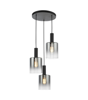 Savannah 3 Light Cluster Ceiling Pendant Matt Black and Smoked Glass-1