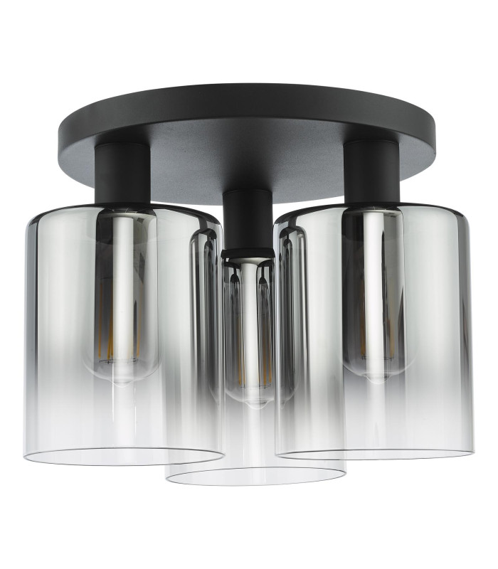 Savannah 3 Light Flush Matt Black and Smoked Glass-7