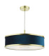 Alvaro 3 Light Ceiling Pendant Brushed Brass and Blue With Shade-1