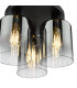 Savannah 3 Light Flush Matt Black and Smoked Glass-9