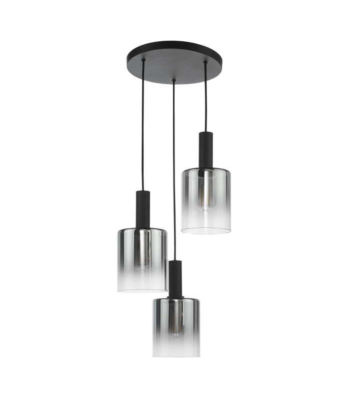 Savannah 3 Light Cluster Ceiling Pendant Matt Black and Smoked Glass-5