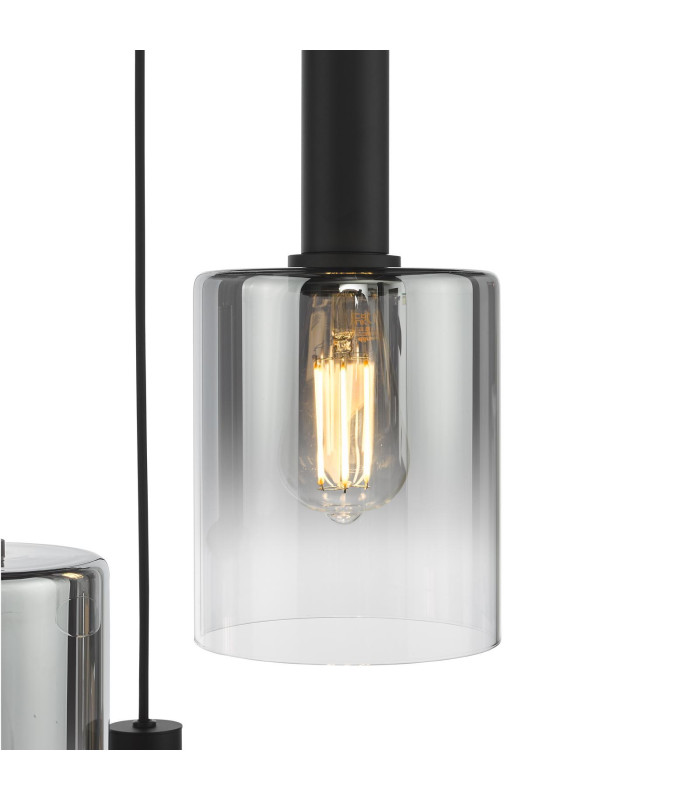 Savannah 3 Light Cluster Ceiling Pendant Matt Black and Smoked Glass-6