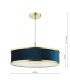 Alvaro 3 Light Ceiling Pendant Brushed Brass and Blue With Shade-4