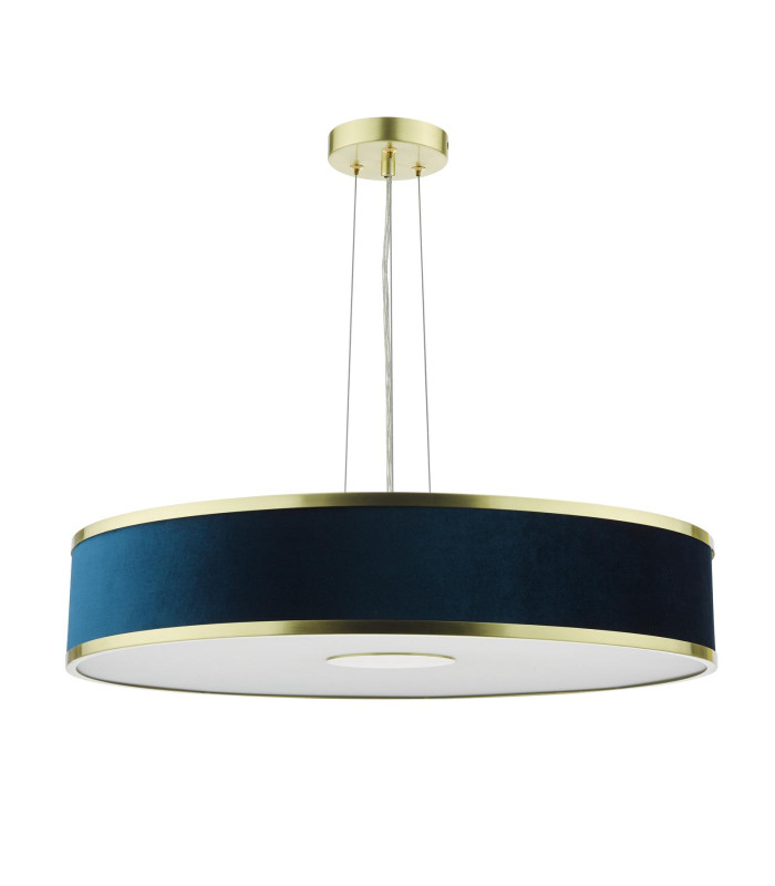Alvaro 6 Light Ceiling Pendant Brushed Brass and Blue With Shade-5
