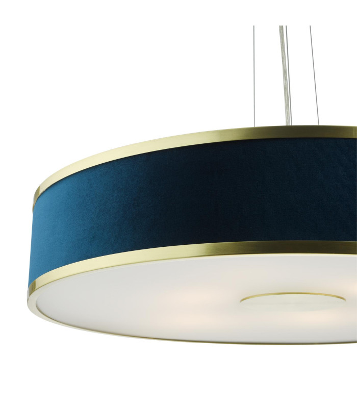 Alvaro 6 Light Ceiling Pendant Brushed Brass and Blue With Shade-6
