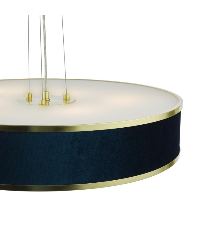 Alvaro 6 Light Ceiling Pendant Brushed Brass and Blue With Shade-8