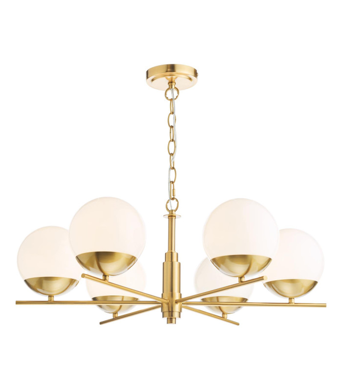 Bombazine 6 Light Ceiling Pendant Natural Brass and Opal Glass-1